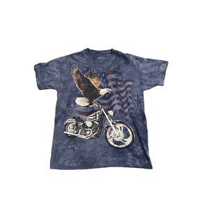 Vintage Rare The Mountain USA Eagle Motorcycle Shirt Tye die